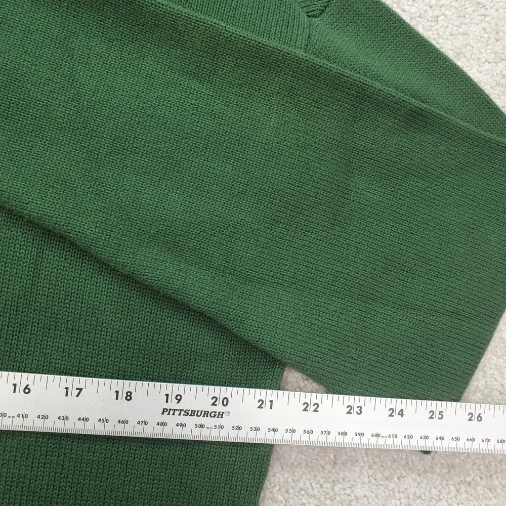 Tommy Hilfiger Sweater Mens Large Green Crest Embroidered Cotton Crew Cabin